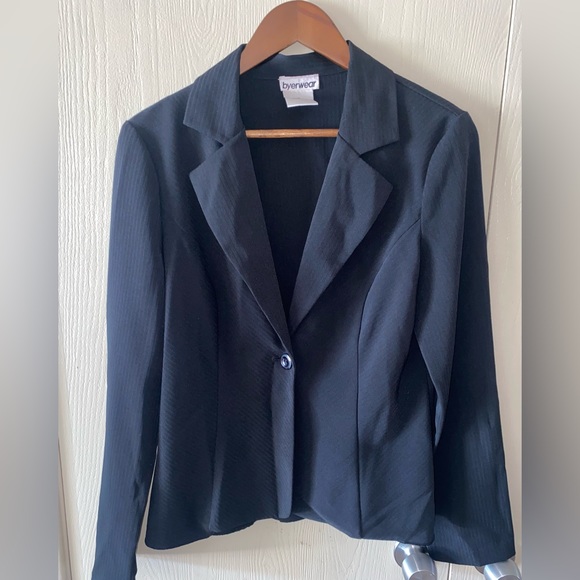 ByerWear Women’s Unlined Blazer in Black Pinstripe - size large - Picture 1 of 5